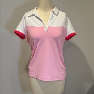 Nike Golf Dry-FIT Pink and White Short Sleeve Polo